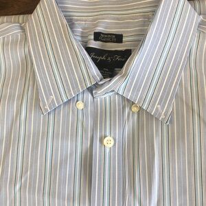 Men’s Joseph & Feiss Blue Striped Mens Long Sleeved Dress Shirt in Size 2XL